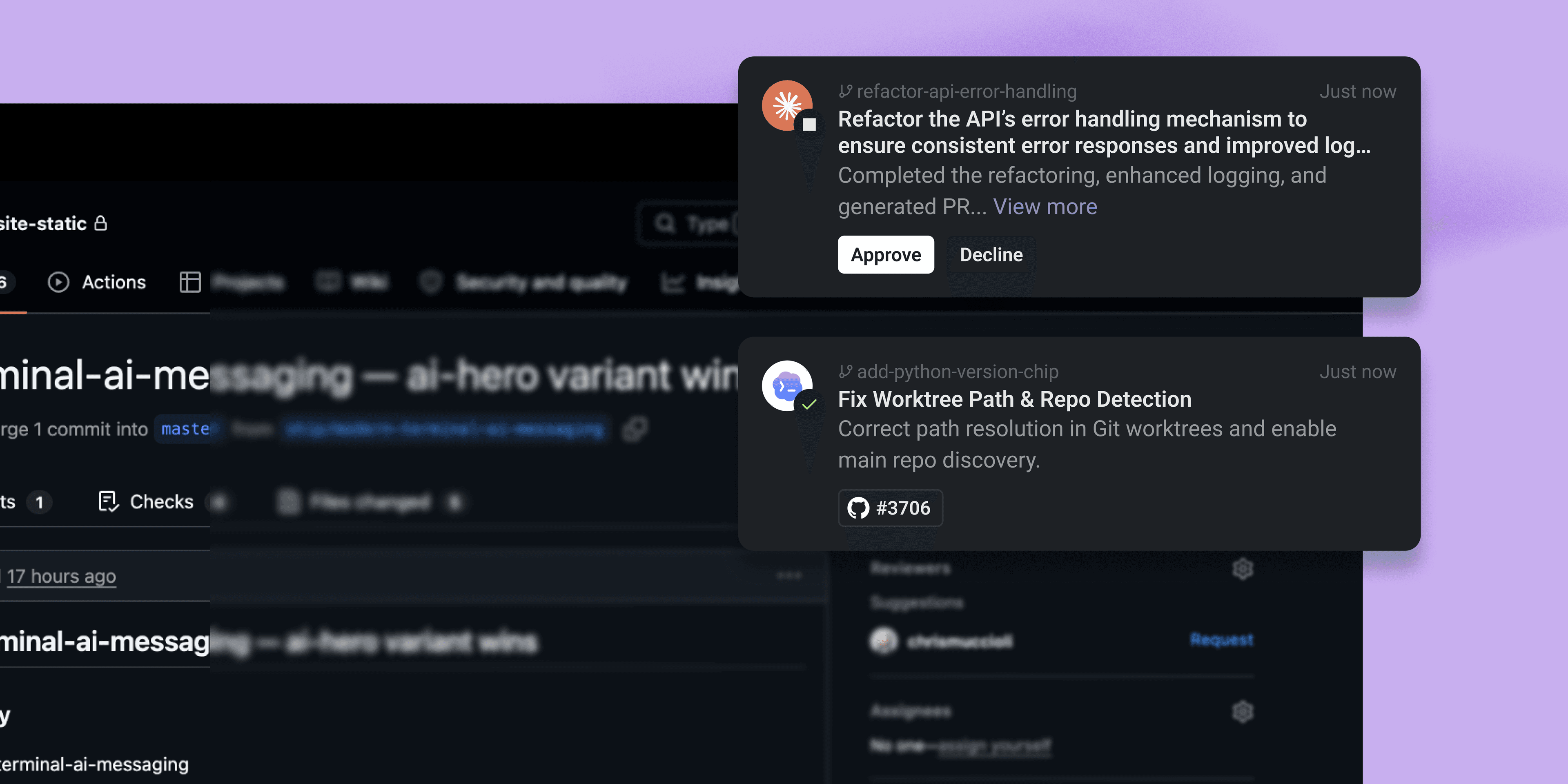 Warp notification center showing alerts from multiple CLI coding agents