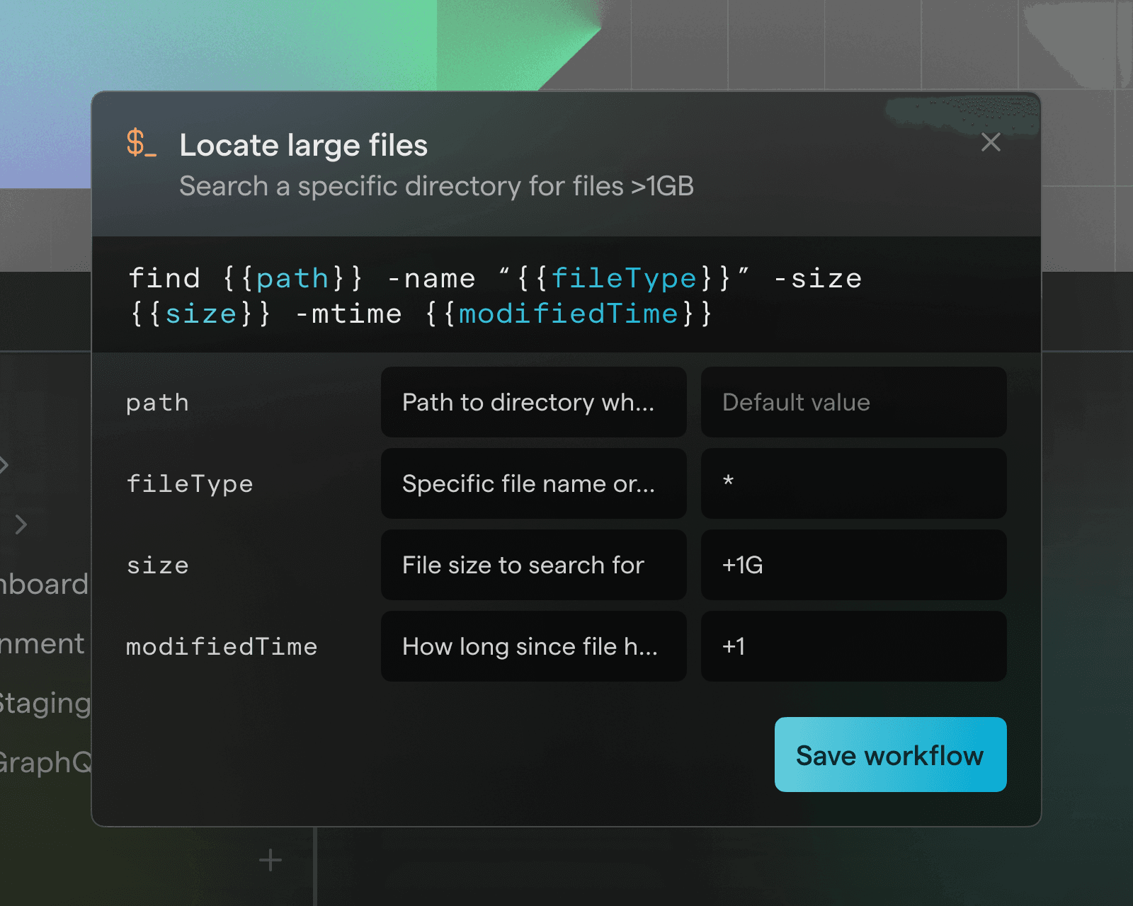 Parameterized Workflows running inside Warp on Linux