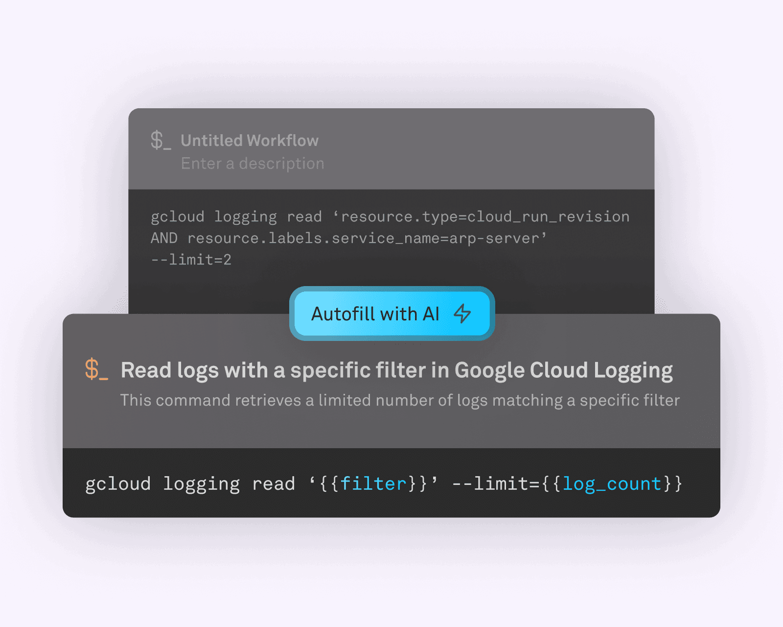 Warp AI auto-generating a reusable workflow definition