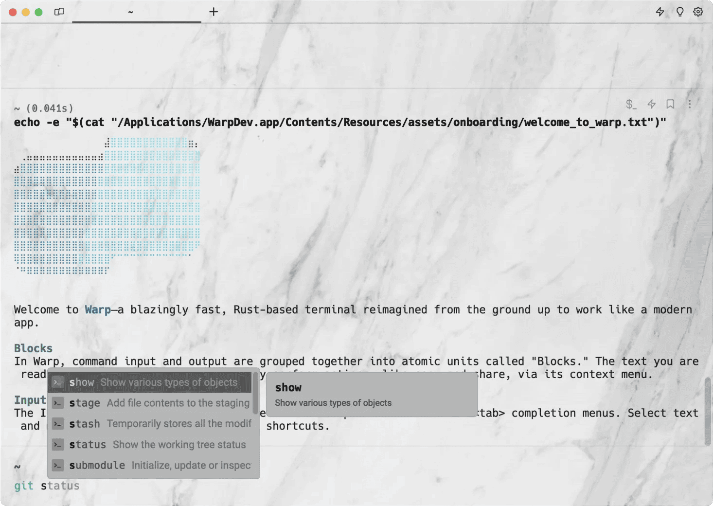 A computer screen showing a code editor with text and a command to open a file. A pop-up suggestion for file paths is visible. The background is a light, abstract pattern.